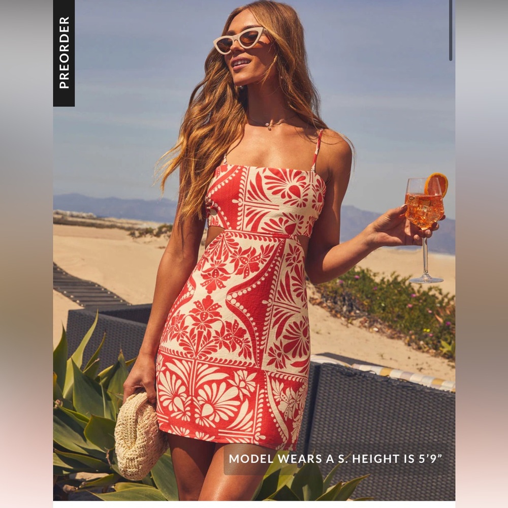VICI Jorie Abstract Mini Dress - Red Multi / M